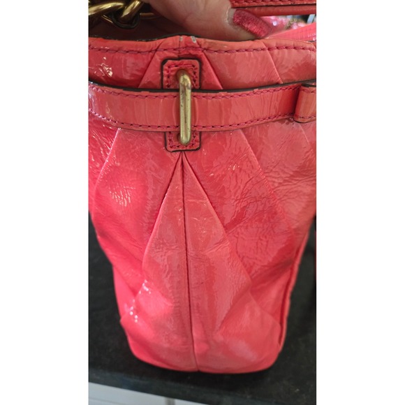 Coach Coral‎ Pink Patent Leather Shoulder Bag w/ Chain Strap - Picture 13 of 16